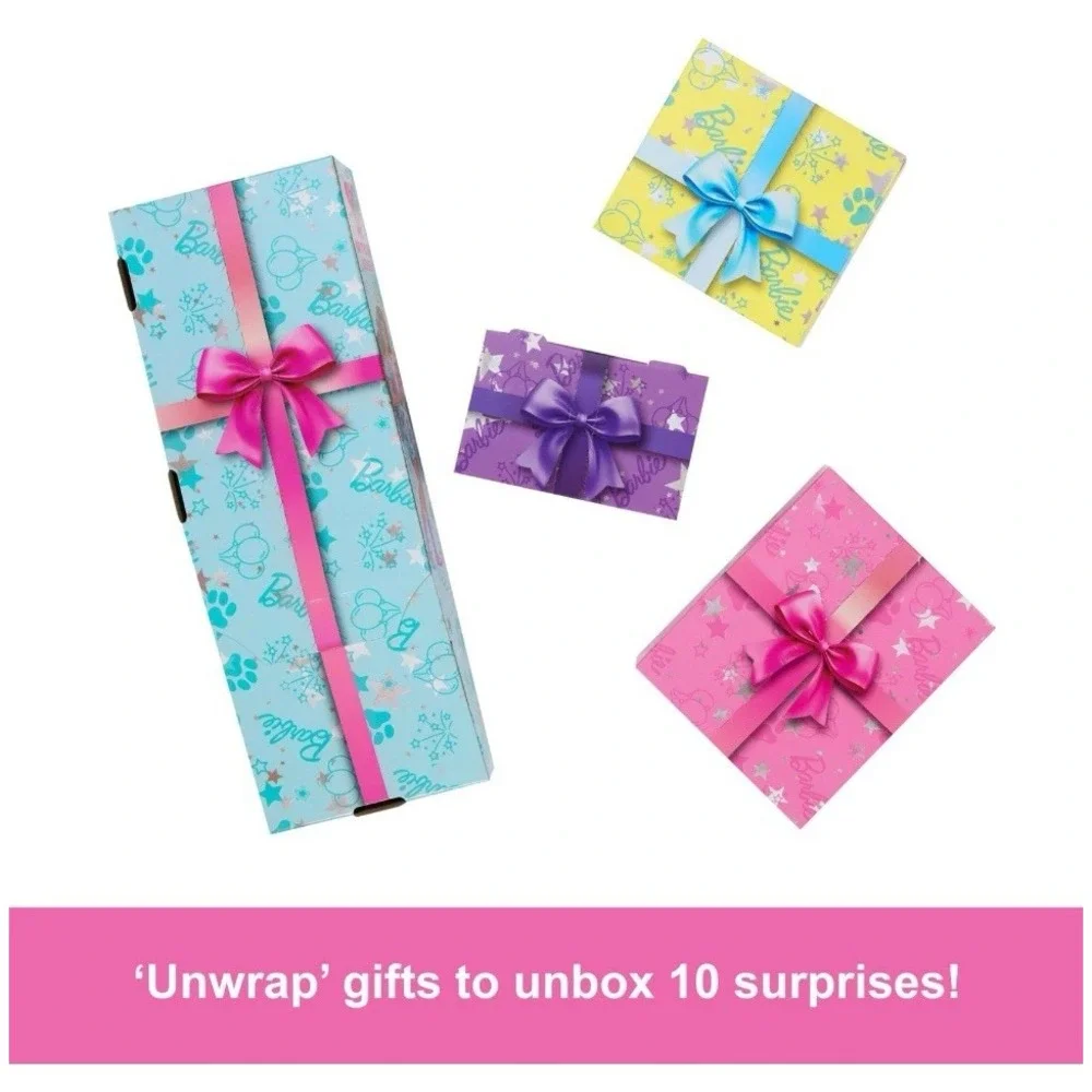 Barbie Party Unboxed Pet‎ Birthday Surprise Playset with 10 Fun Surprises